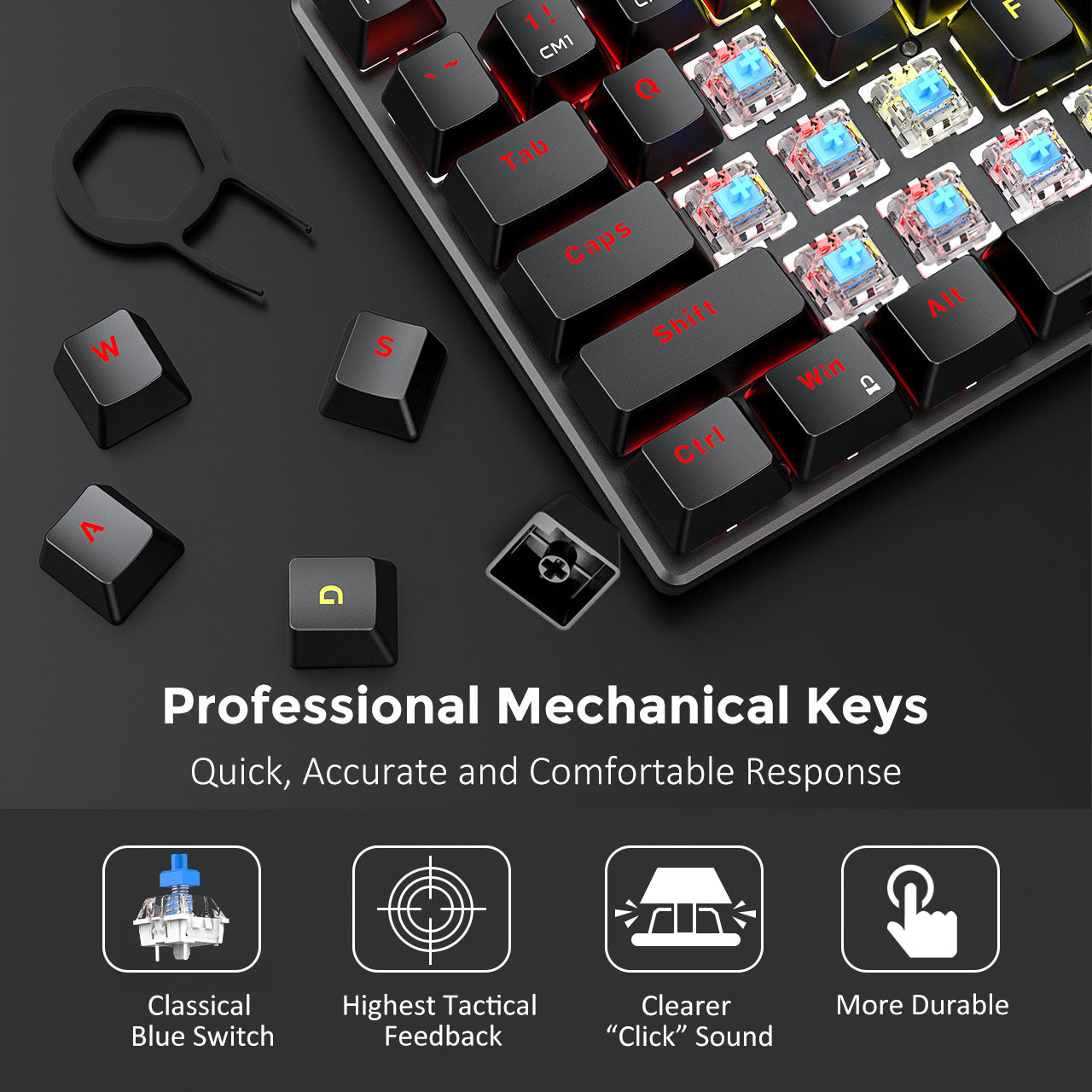 PICTEK Mechanical Gaming Keyboard with Blue Switches 虹科智能自动化